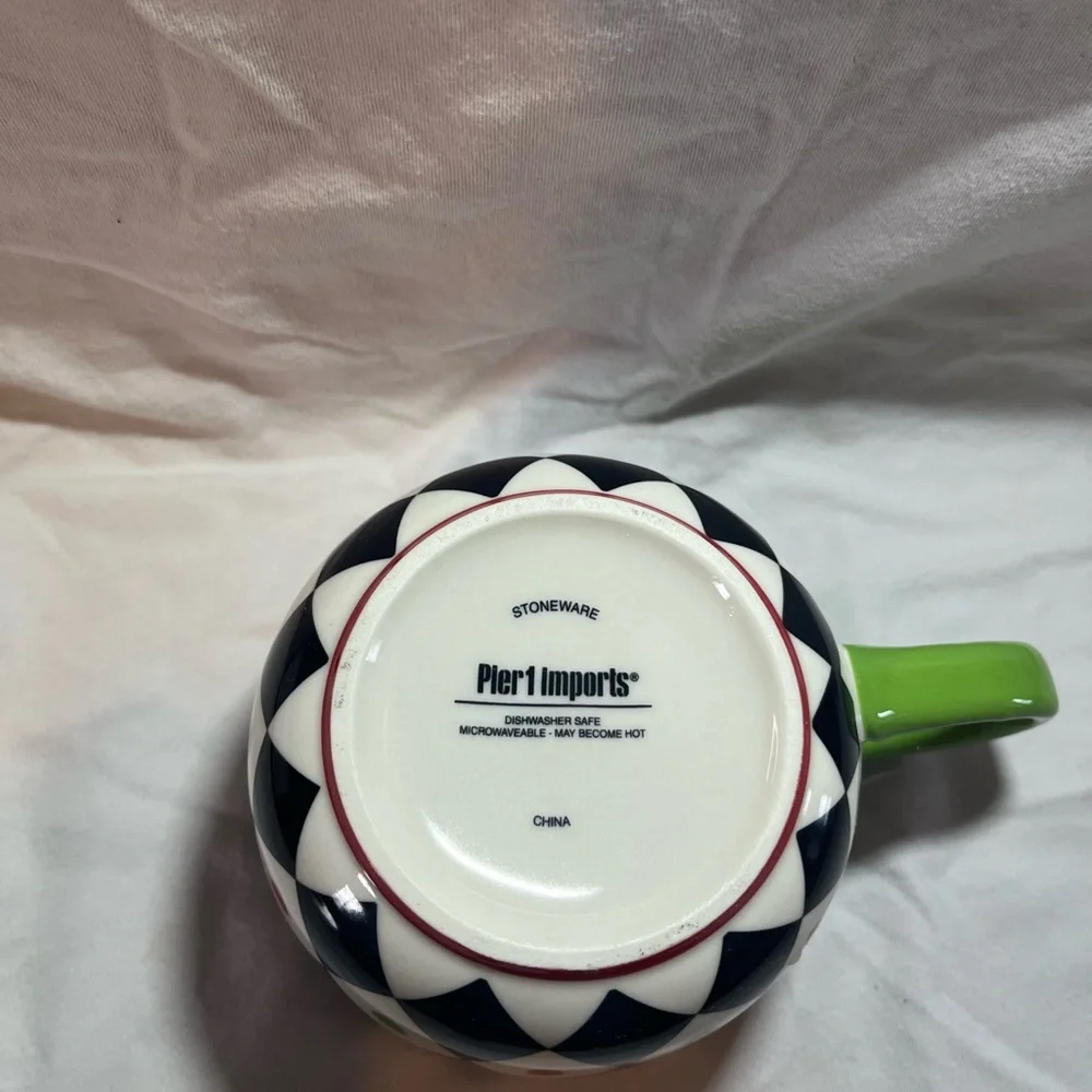 Pier 1 Imports Harlequin Christmas mug.